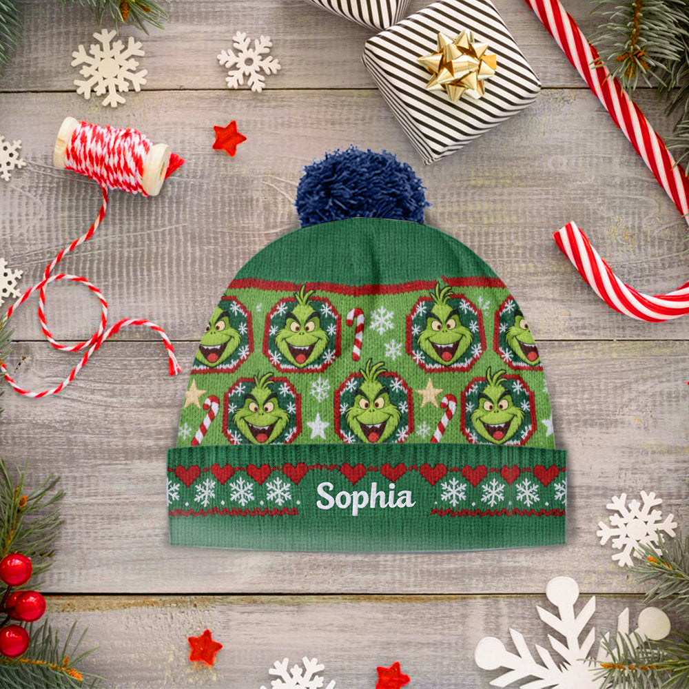 Merry Grinchmass - Personalized Stole Christmas Beanie Hat