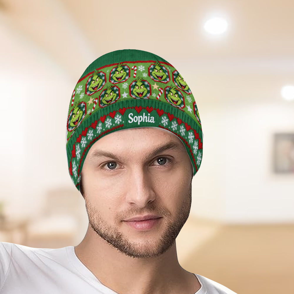 Merry Grinchmass - Personalized Stole Christmas Beanie Hat