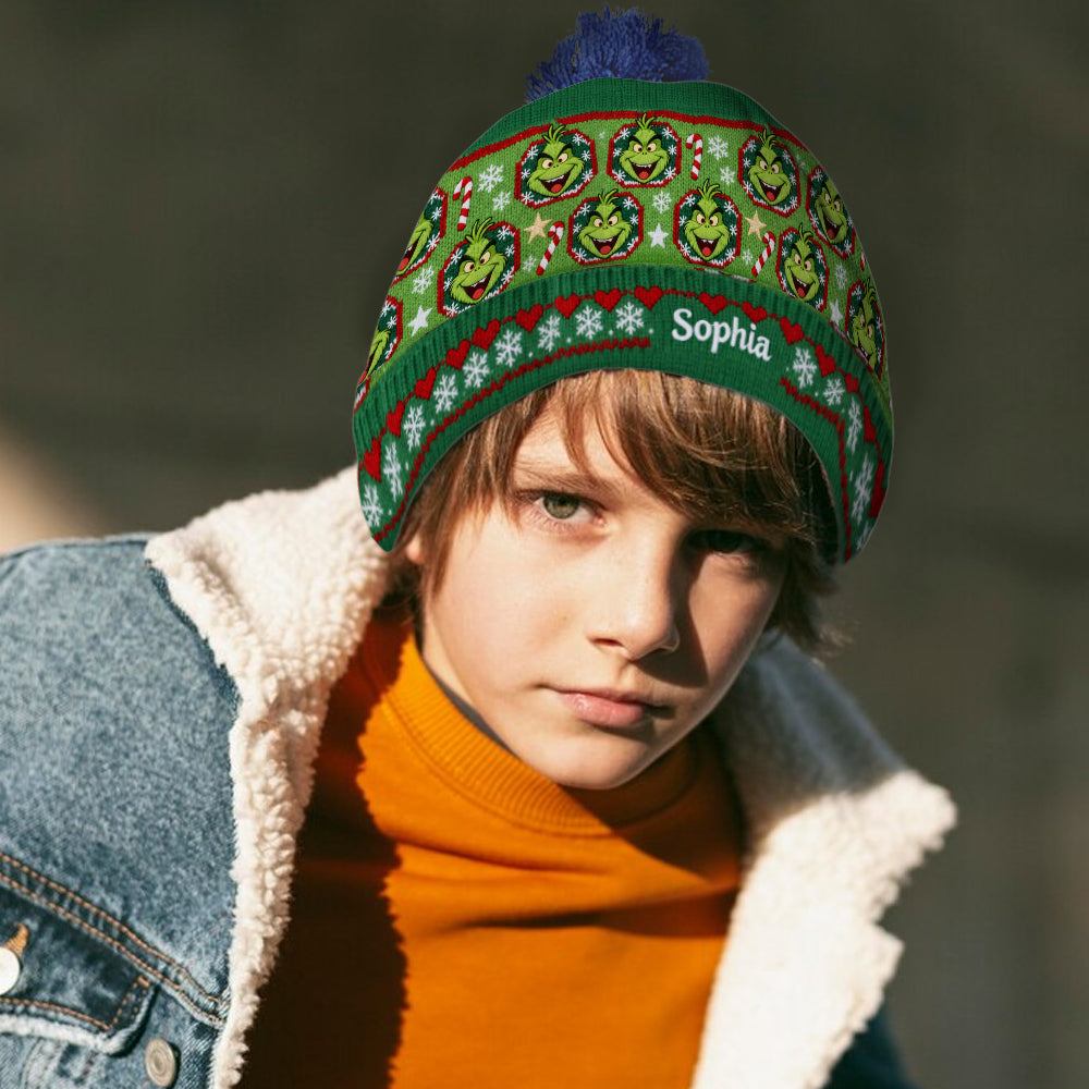 Merry Grinchmass - Personalized Stole Christmas Beanie Hat