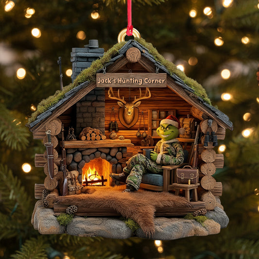 Grumpy Hunter's Cabin - Personalized Hunting Ornament