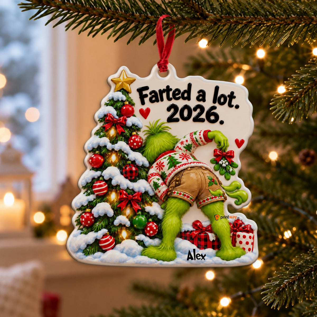 I Farted Green Mischief - Personalized Stole Christmas Custom Shape Ceramic Ornament