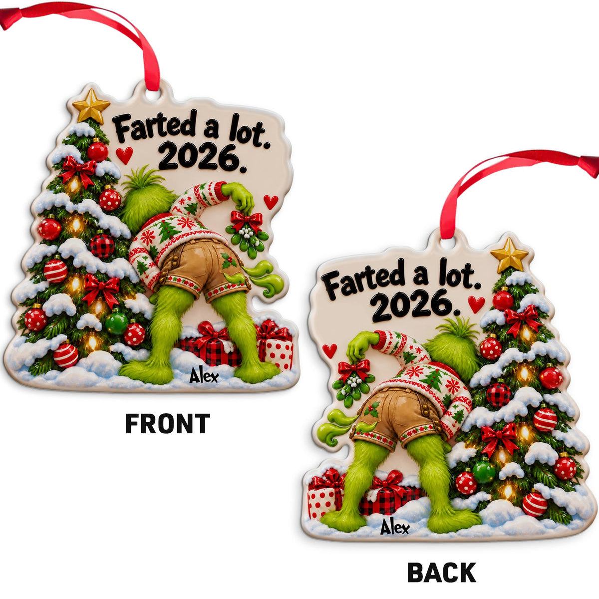 I Farted Green Mischief - Personalized Stole Christmas Custom Shape Ceramic Ornament