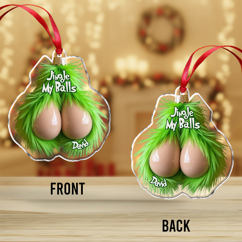 Boules vertes poilues - Ornement de Noël étole personnalisé
