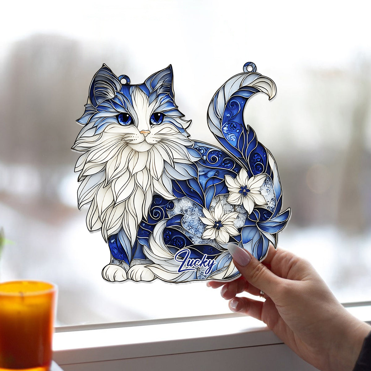 Chat mignon - Ornement attrape-soleil personnalisé à suspendre à la fenêtre 