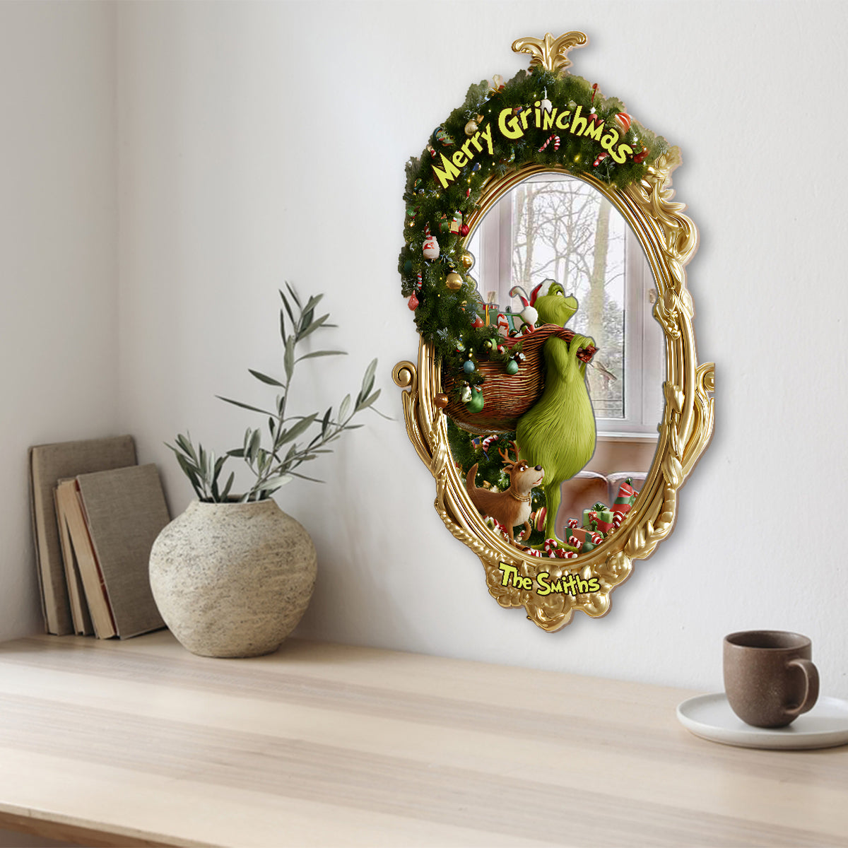 Joyeux Noël - Miroir mural personnalisé avec étole de Noël