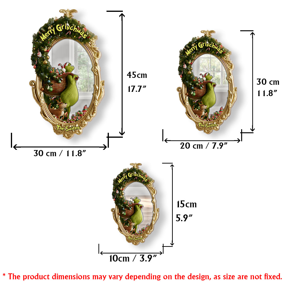 Joyeux Noël - Miroir mural personnalisé avec étole de Noël