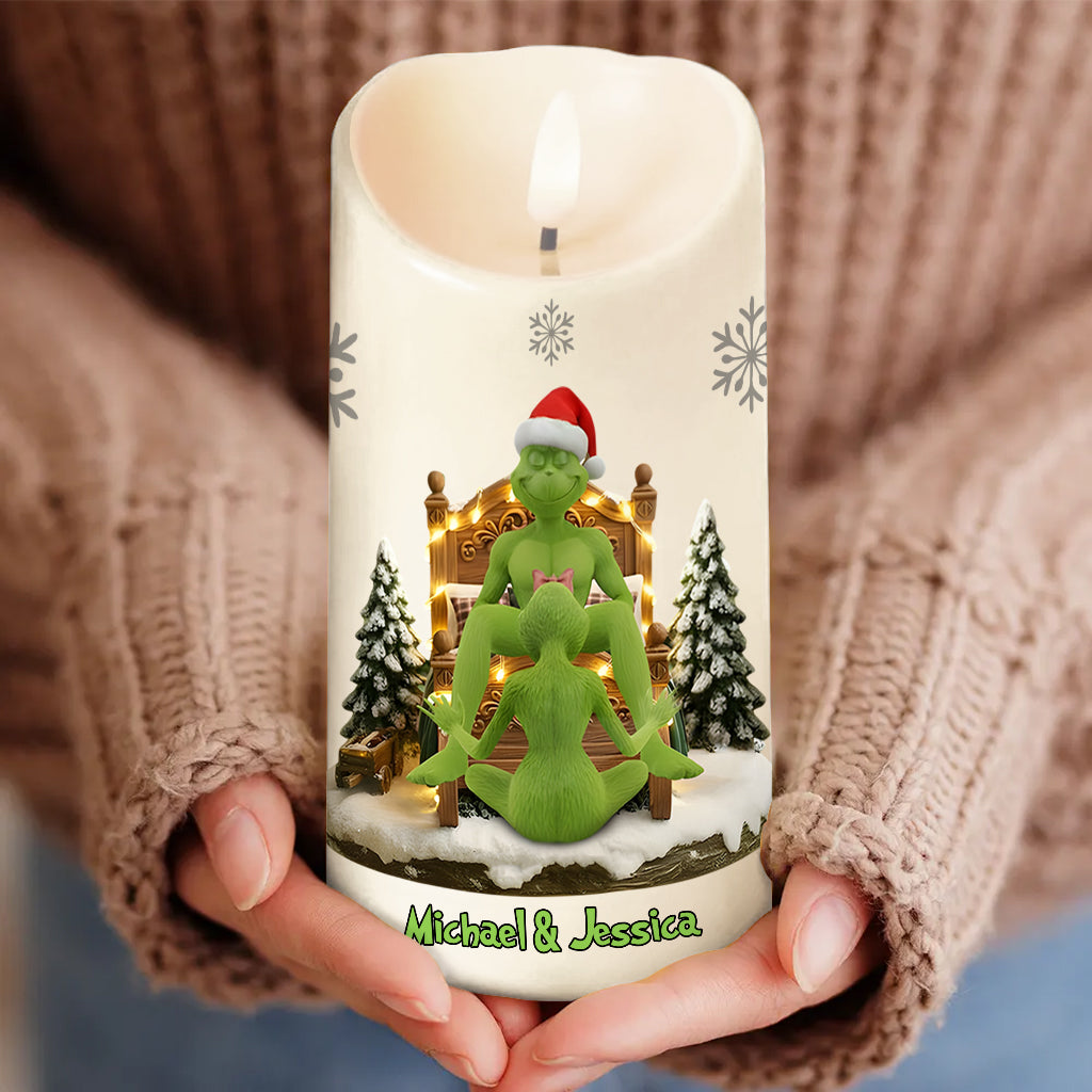 Couple Christmas - Grinchmas Gift - Personalized Stole Christmas Flameless Candle