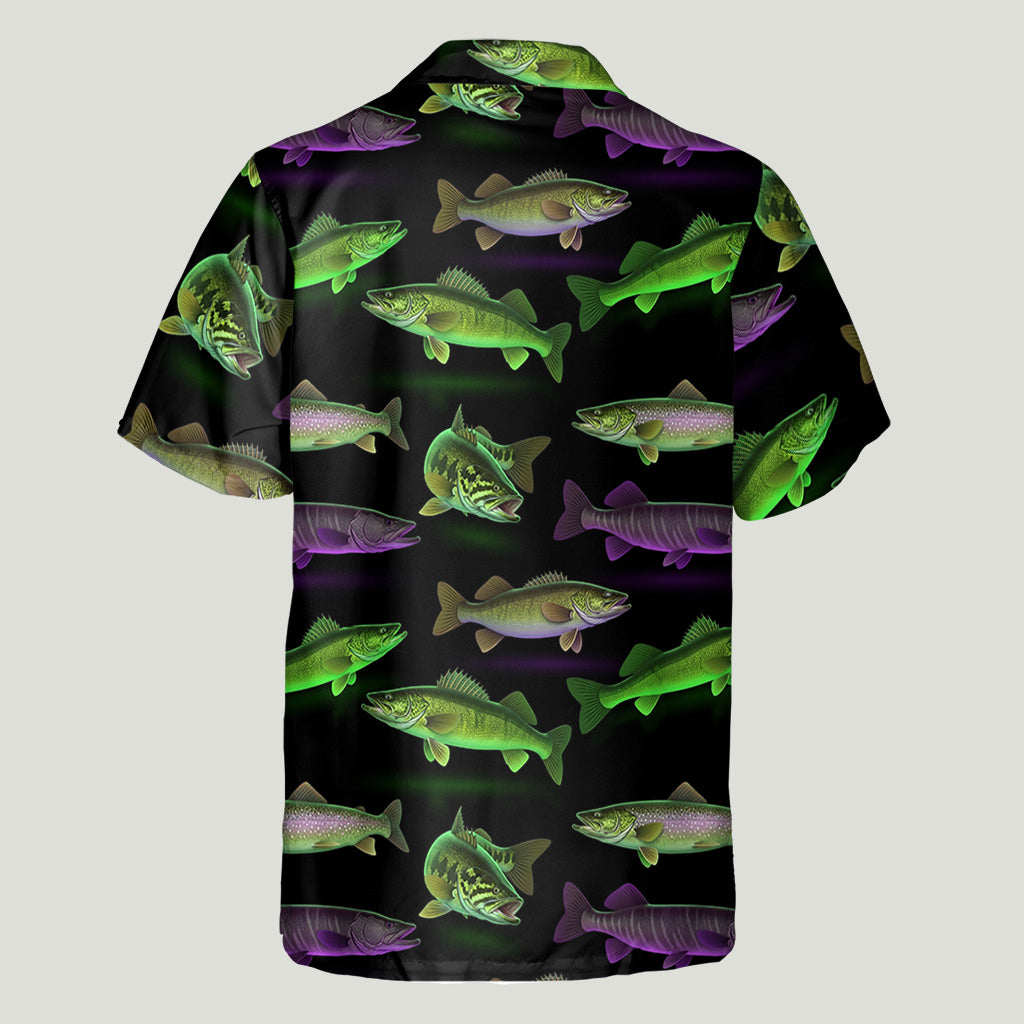 Chemise hawaïenne de pêche personnalisée à motif fluo
