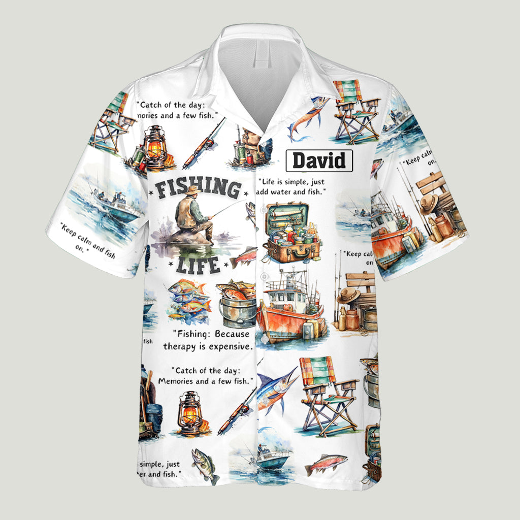 J'adore la pêche - Chemise hawaïenne de pêche personnalisée