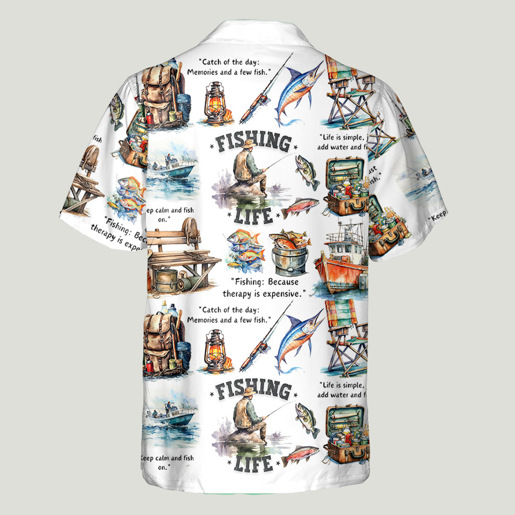 J'adore la pêche - Chemise hawaïenne de pêche personnalisée