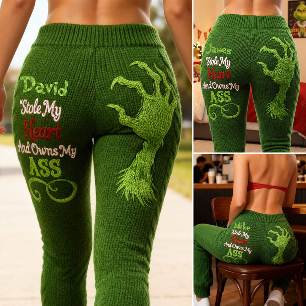 Il a volé mon cœur et possède mes fesses - Leggings de Noël personnalisés « Il a volé mon cœur et possède mes fesses »