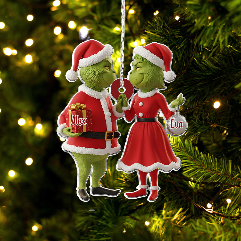 Couple Gift Merry Grinchmas - Personalized Stole Christmas Custom Shaped Ornament