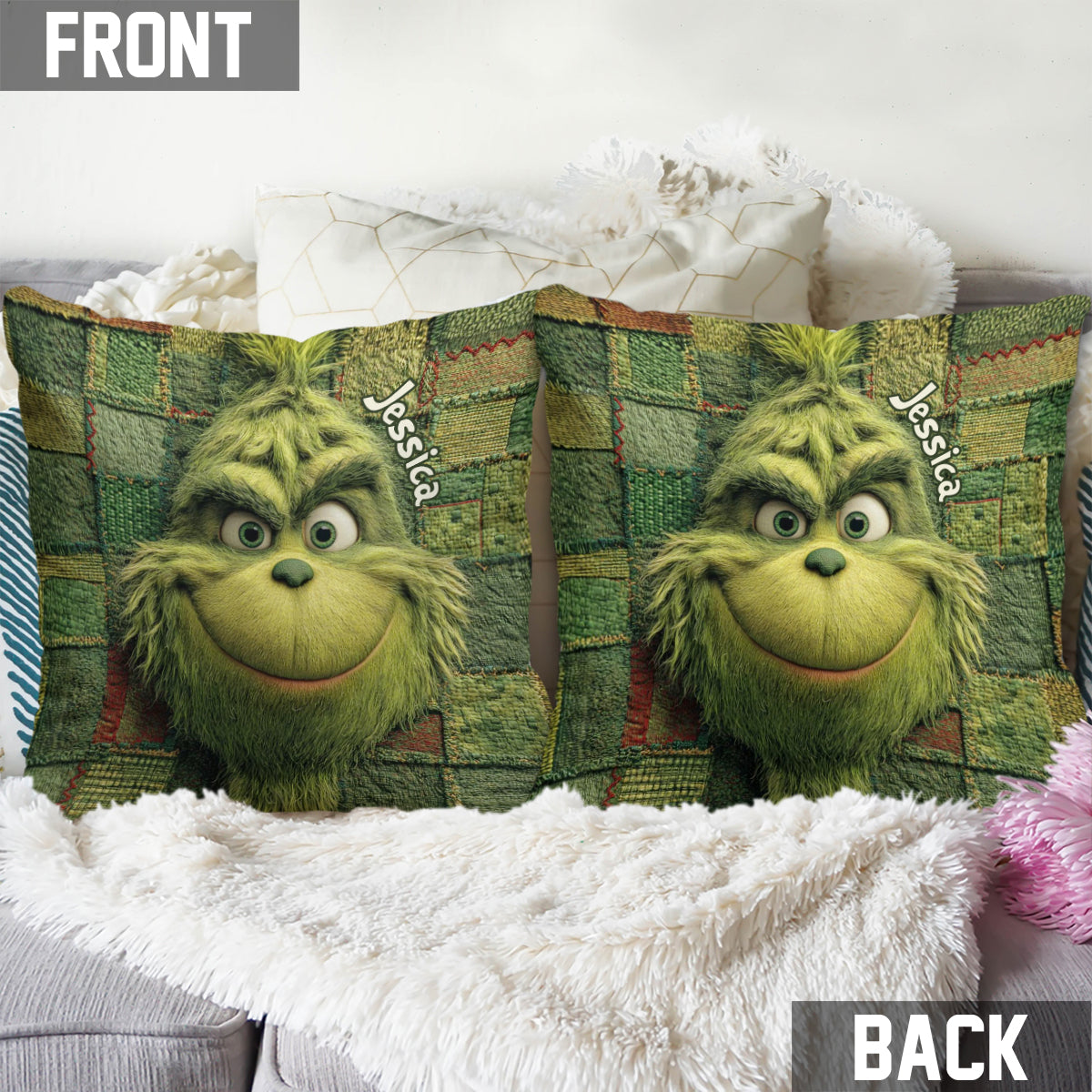 Green Christmas - Personalized Stole Christmas Throw Pillow