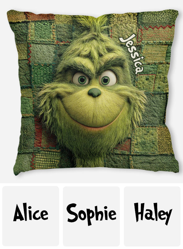 Green Christmas - Personalized Stole Christmas Throw Pillow
