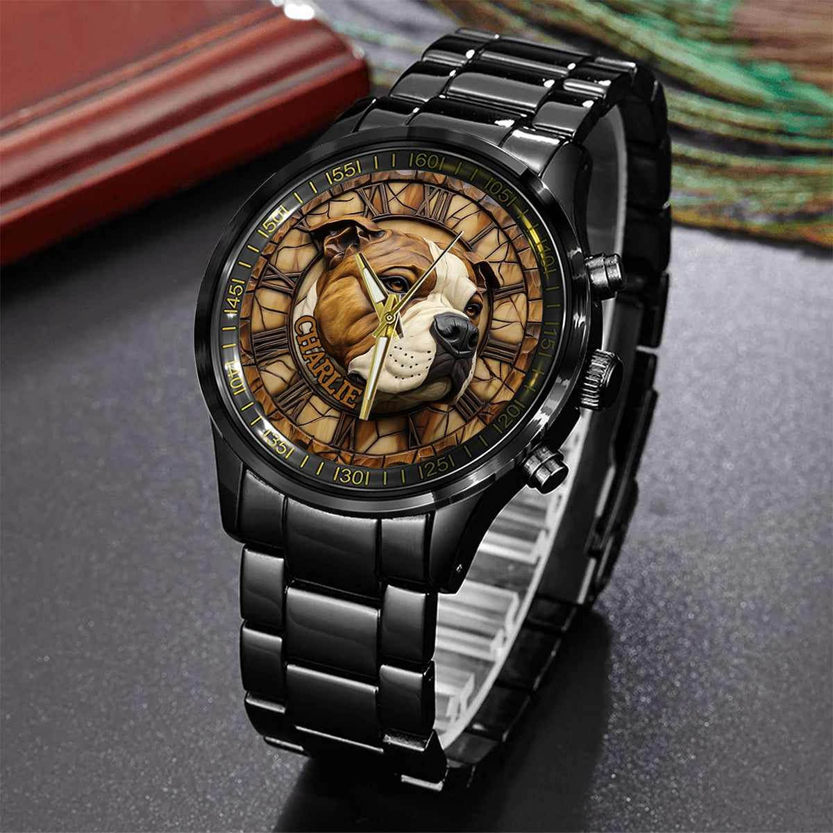 Montre-bracelet personnalisée pour chien American Staffordshire Terrier courageux