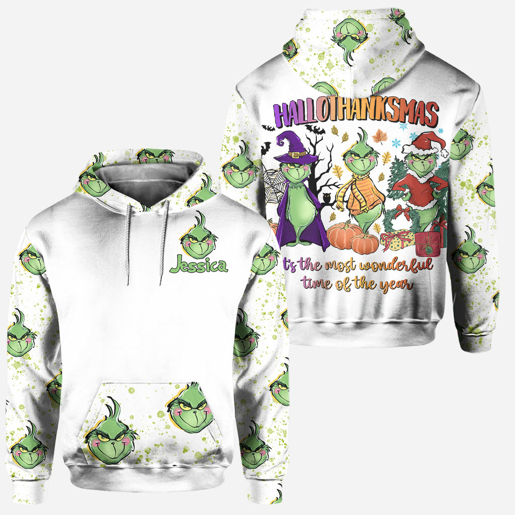 Joyeux Hallothanksmas ! - Ensemble sweat à capuche et legging de Noël personnalisés avec étole