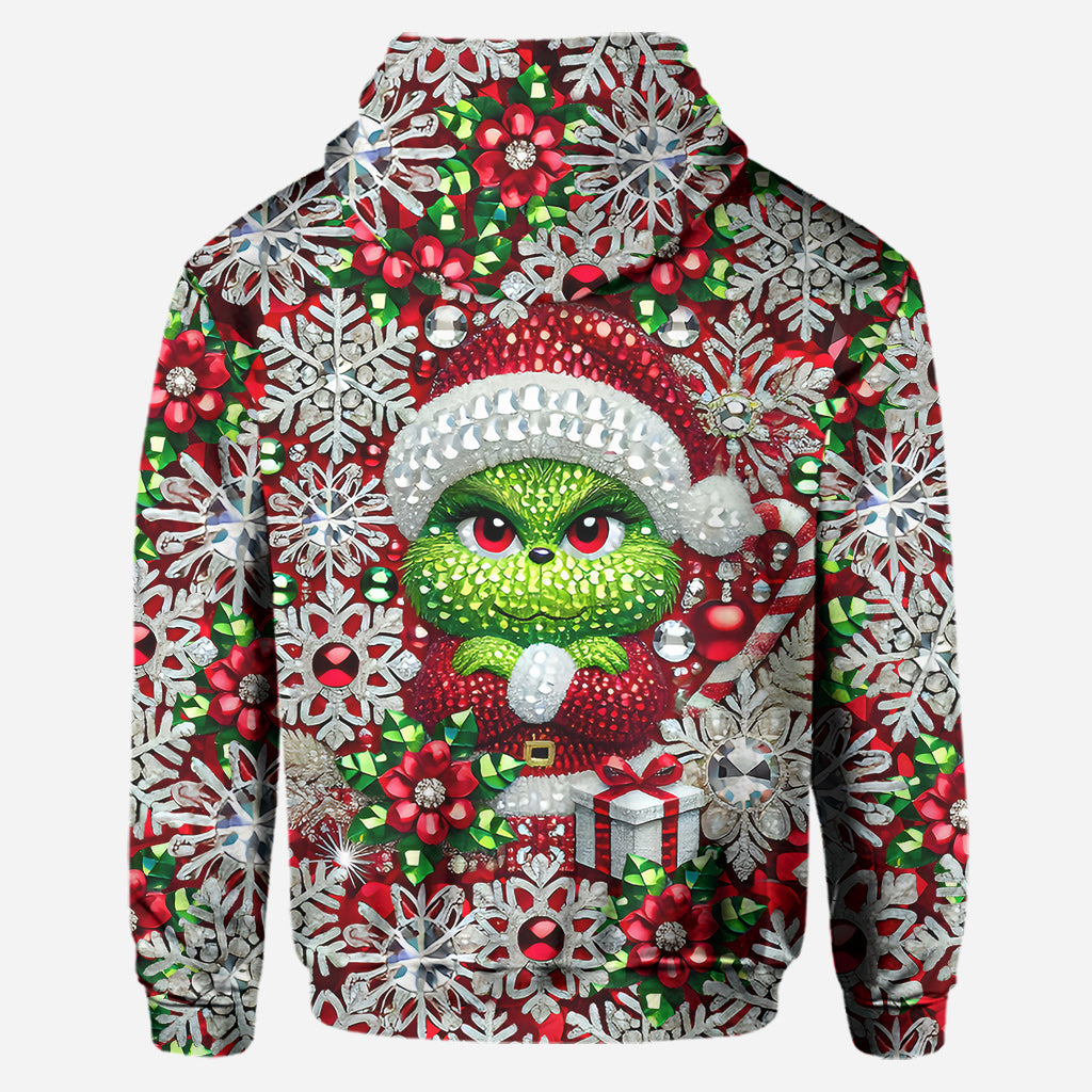 Joyeux Grinchmas ! - Sweat à capuche et legging personnalisés avec étole de Noël