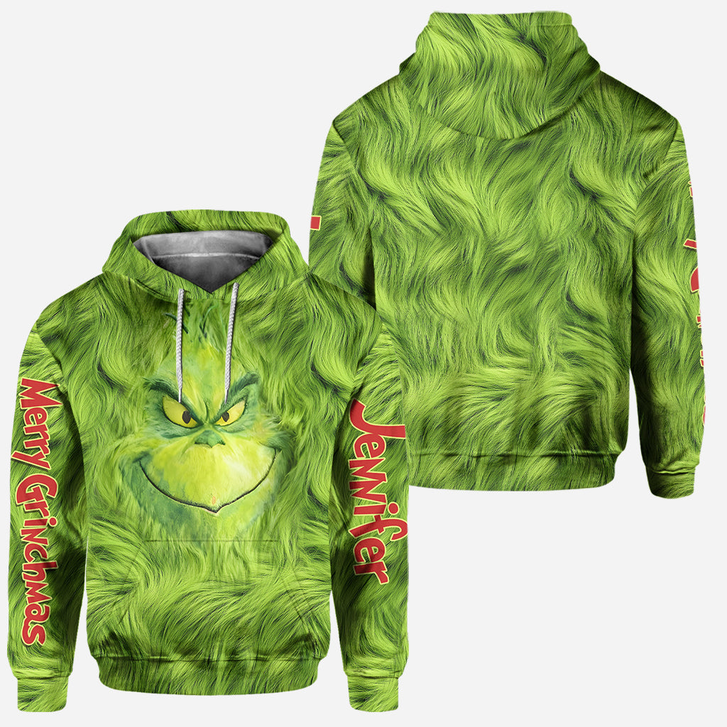 Joyeux Grinchmas ! - Sweat à capuche et legging personnalisés avec étole de Noël