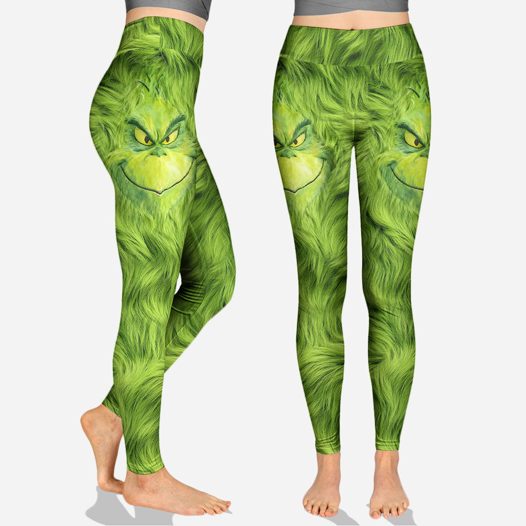 Joyeux Grinchmas ! - Sweat à capuche et legging personnalisés avec étole de Noël