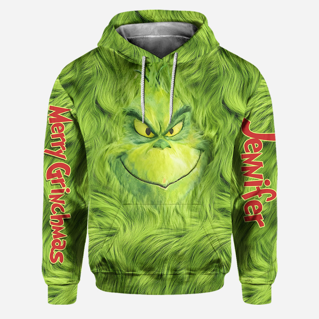 Joyeux Grinchmas ! - Sweat à capuche et legging personnalisés avec étole de Noël