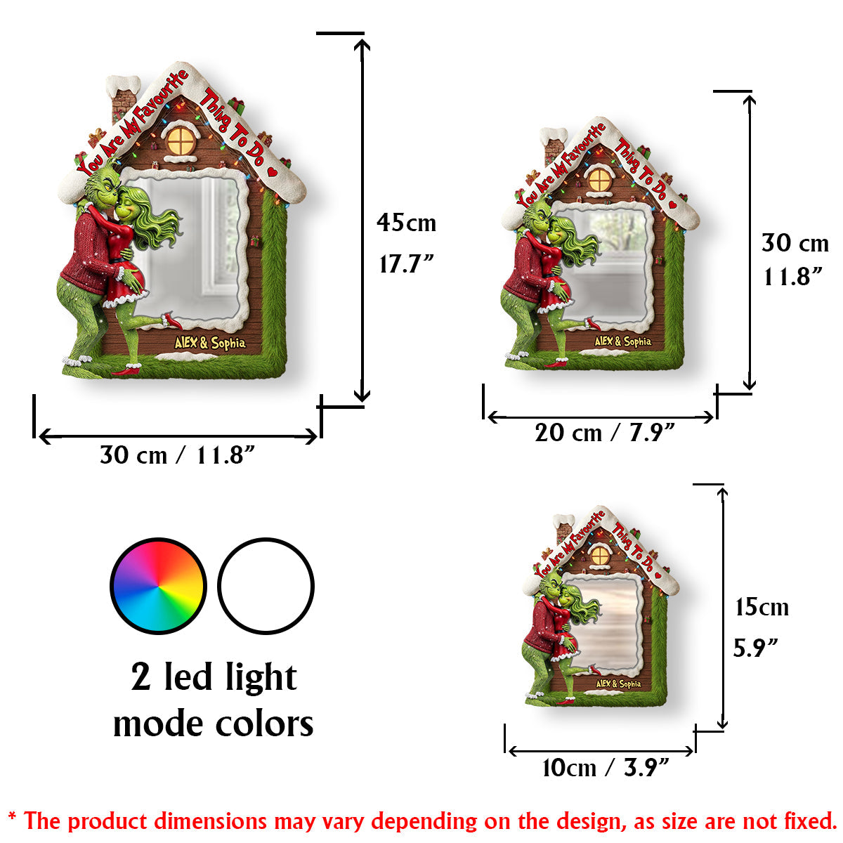 Tu as volé mon cœur - Miroir mural de Noël personnalisé avec lumière LED