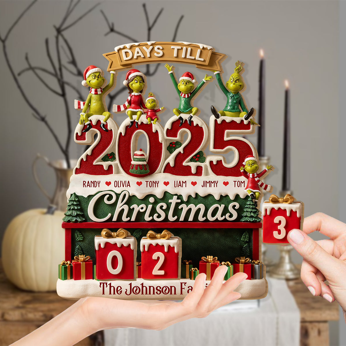 Compte à rebours de Noël - Étole de Noël personnalisée avec plaque interchangeable