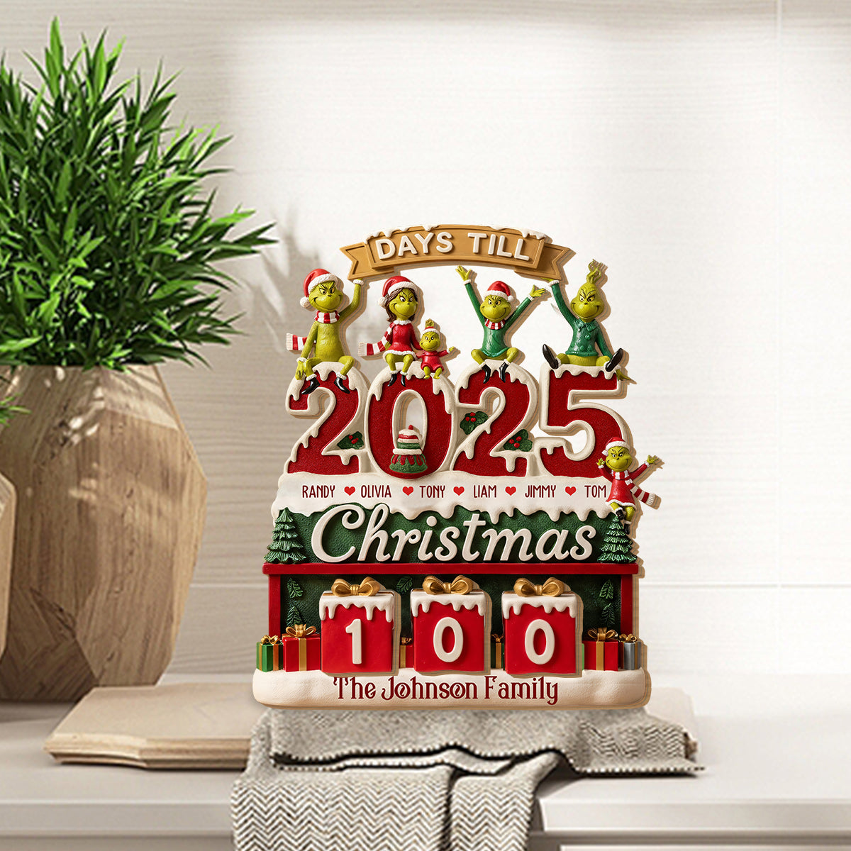 Compte à rebours de Noël - Étole de Noël personnalisée avec plaque interchangeable