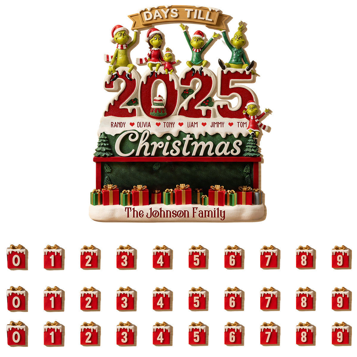 Compte à rebours de Noël - Étole de Noël personnalisée avec plaque interchangeable