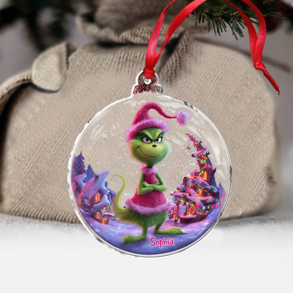 Pink Grinchmas - Personalized Stole Christmas Ornament