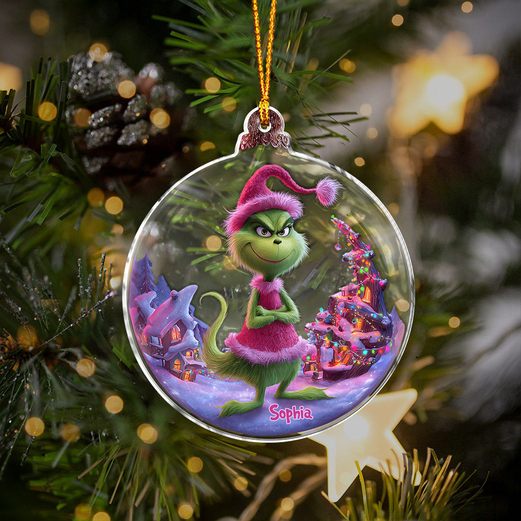 Pink Grinchmas - Personalized Stole Christmas Ornament