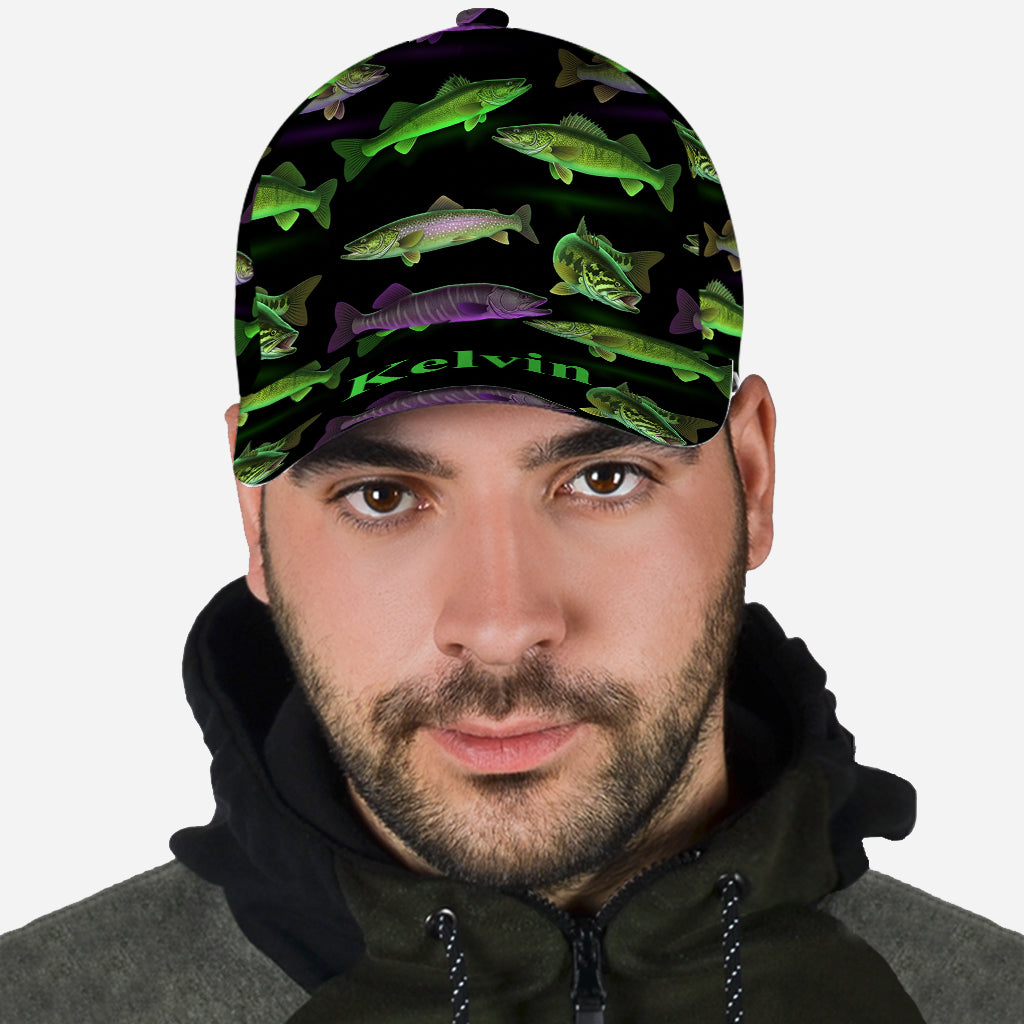 Casquette de pêche classique personnalisée à motif fluo - Motif pêche néon
