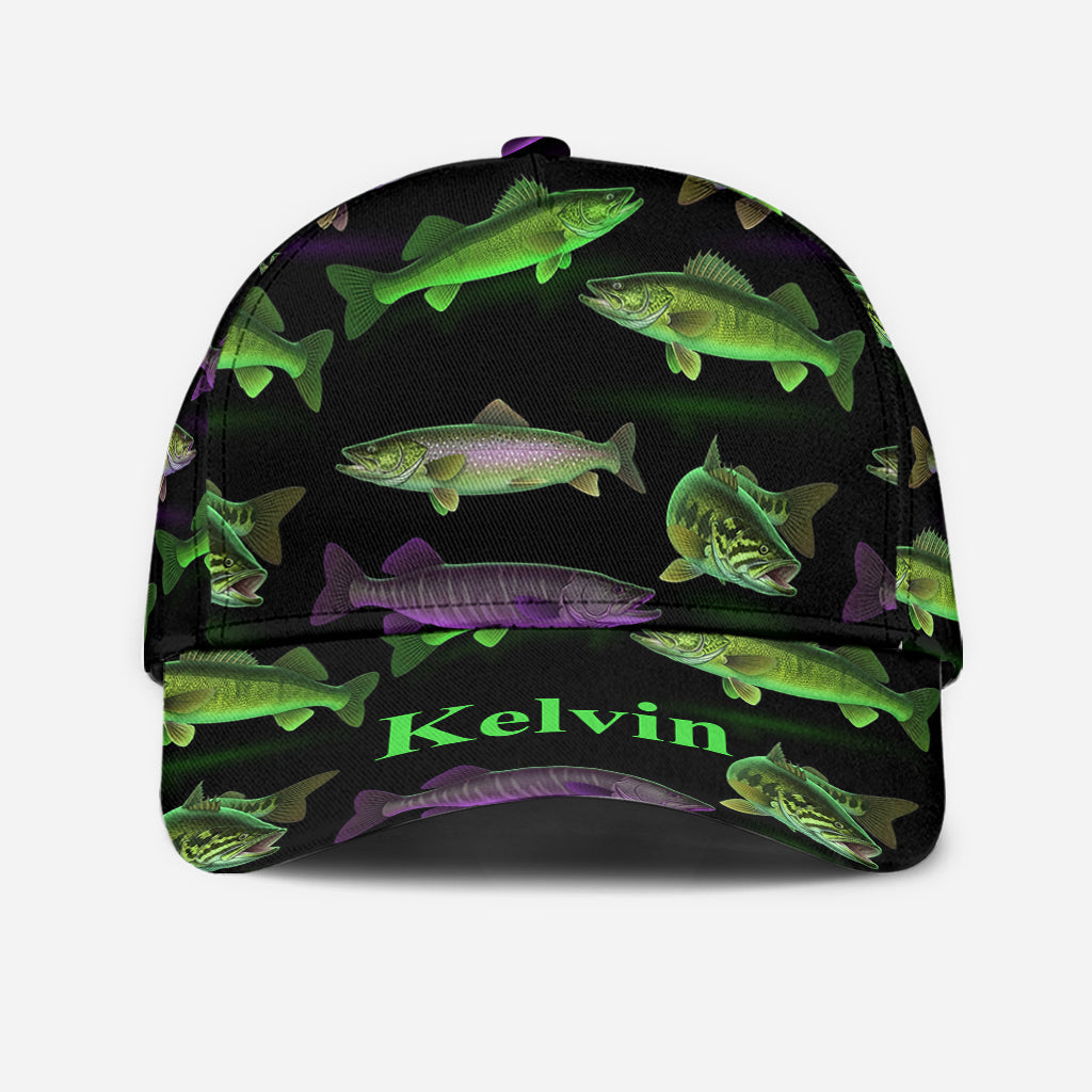 Casquette de pêche classique personnalisée à motif fluo - Motif pêche néon