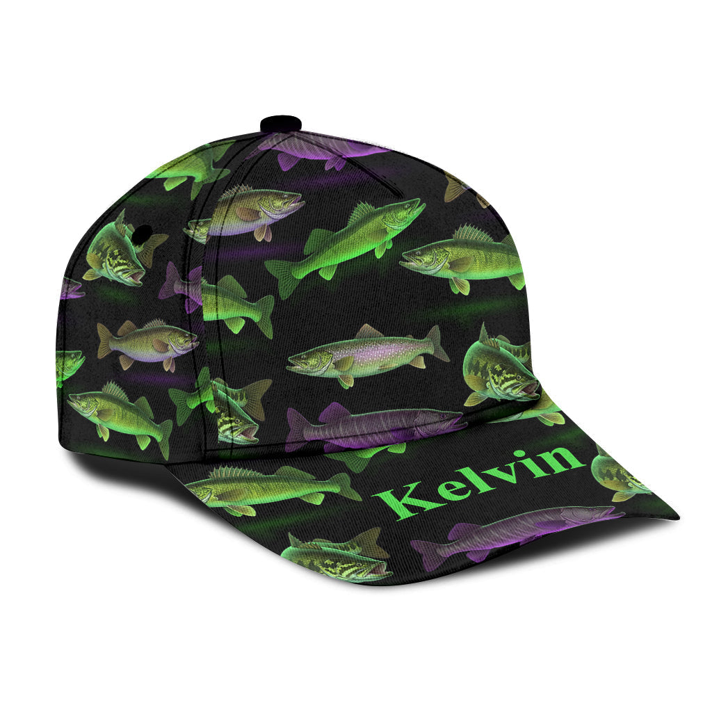 Casquette de pêche classique personnalisée à motif fluo - Motif pêche néon