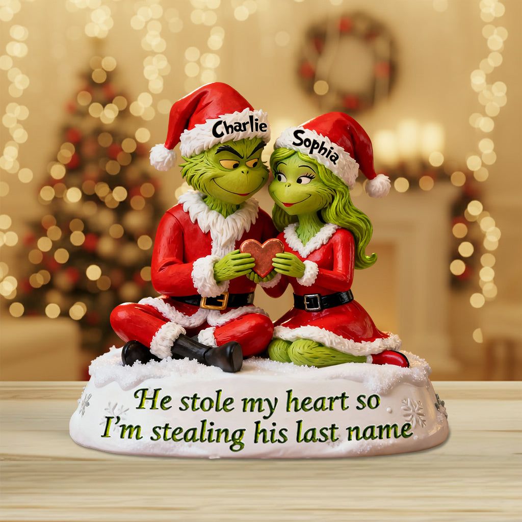 Il a volé mon cœur - Plaque acrylique personnalisée « Il a volé mon cœur » en forme de Noël