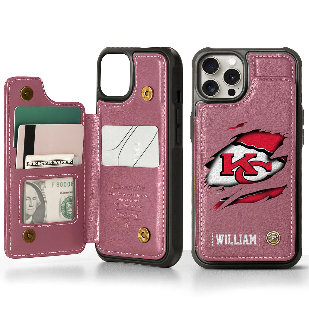 Passionné de football ? Étui portefeuille personnalisé pour téléphone, style football américain.
