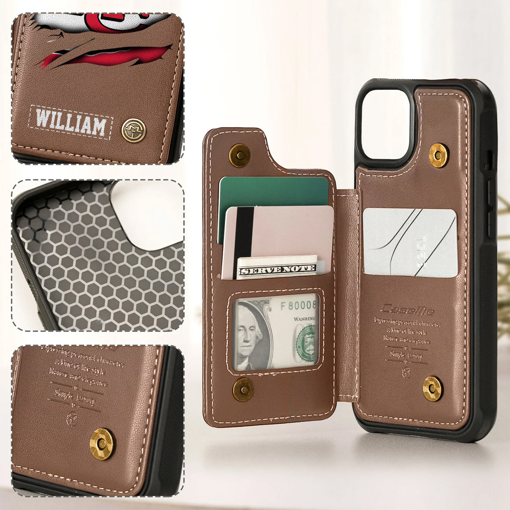 Passionné de football ? Étui portefeuille personnalisé pour téléphone, style football américain.