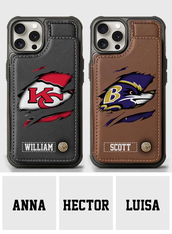 Passionné de football ? Étui portefeuille personnalisé pour téléphone, style football américain.