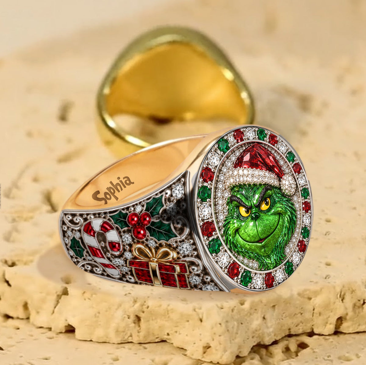 Merry Grinchmas - Personalized Stole Christmas Signet Ring