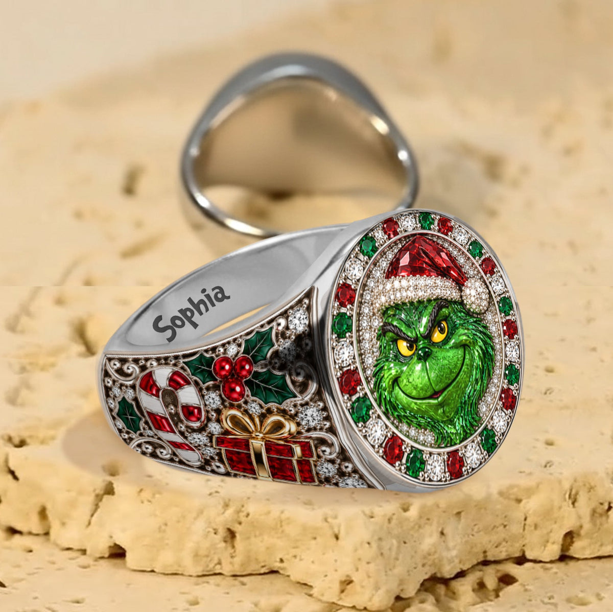 Merry Grinchmas - Personalized Stole Christmas Signet Ring