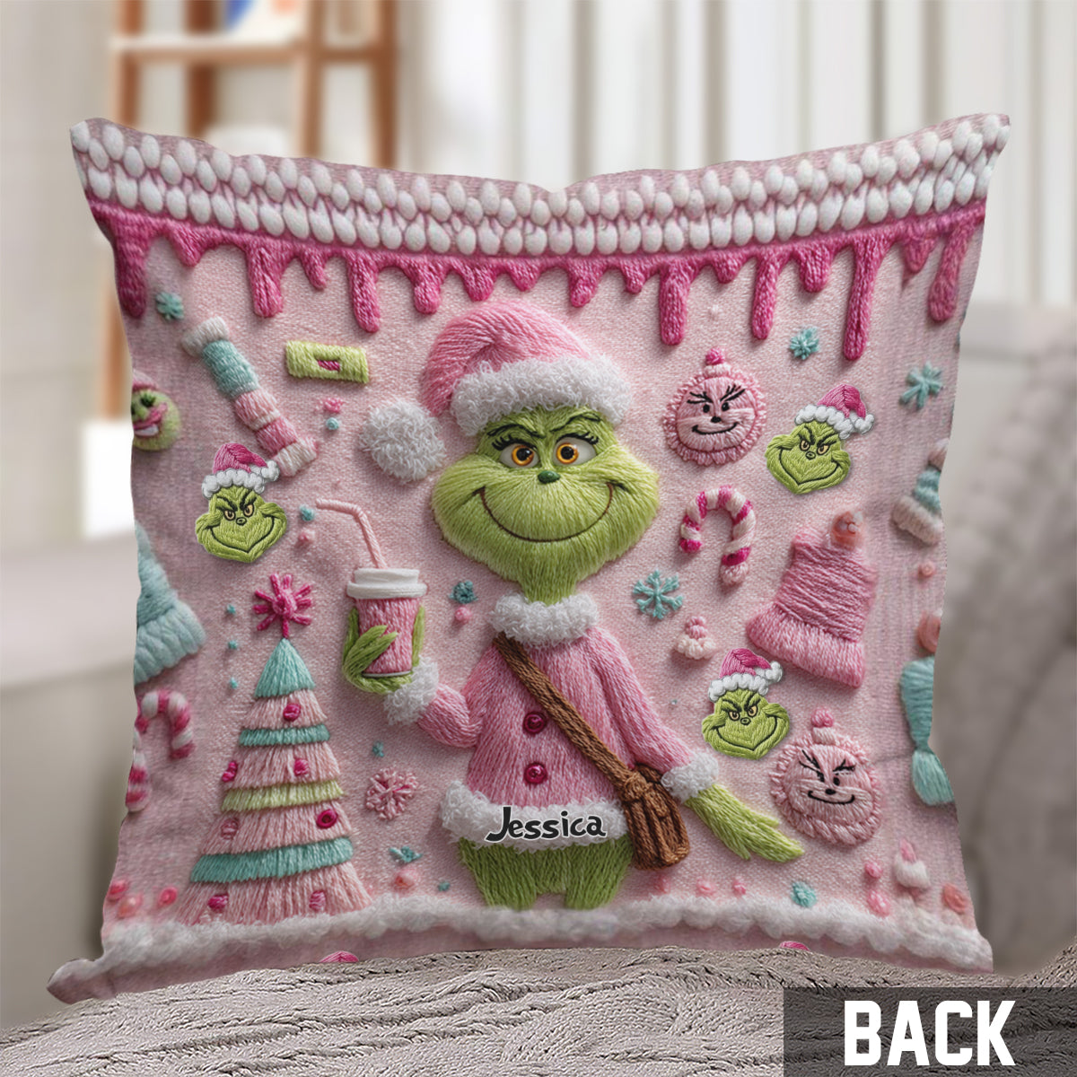 Merry Grinchmas - Personalized Stole Christmas Throw Pillow