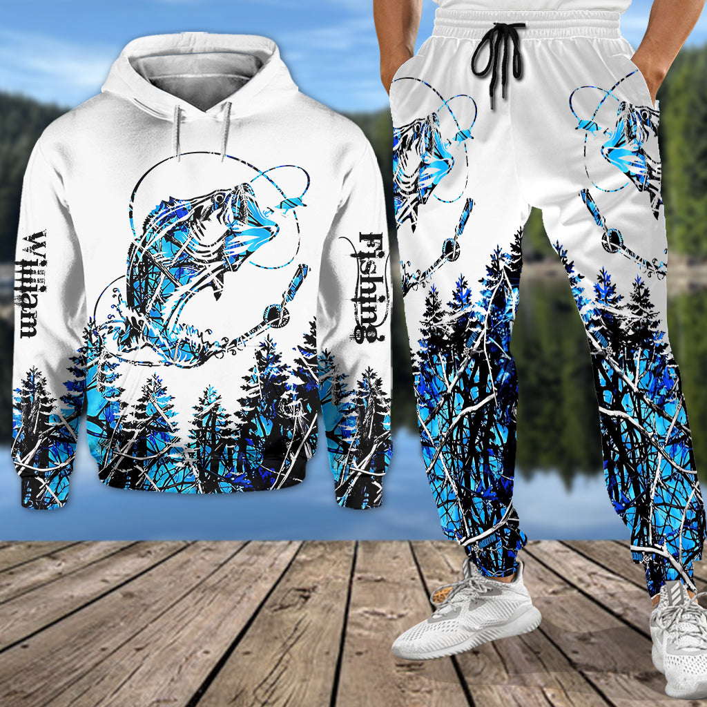 Passionné de pêche ? Sweat à capuche et pantalon de survêtement personnalisés sur le thème de la pêche