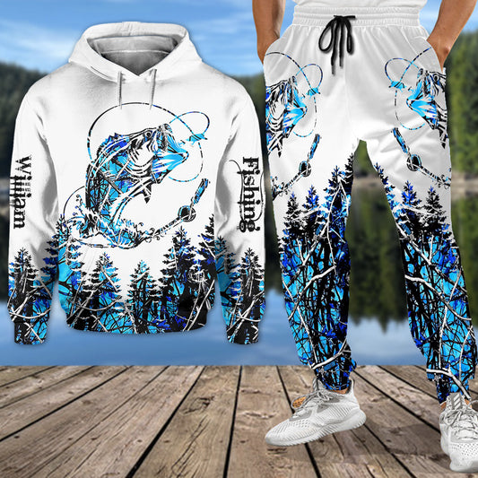 Passionné de pêche ? Sweat à capuche et pantalon de survêtement personnalisés sur le thème de la pêche