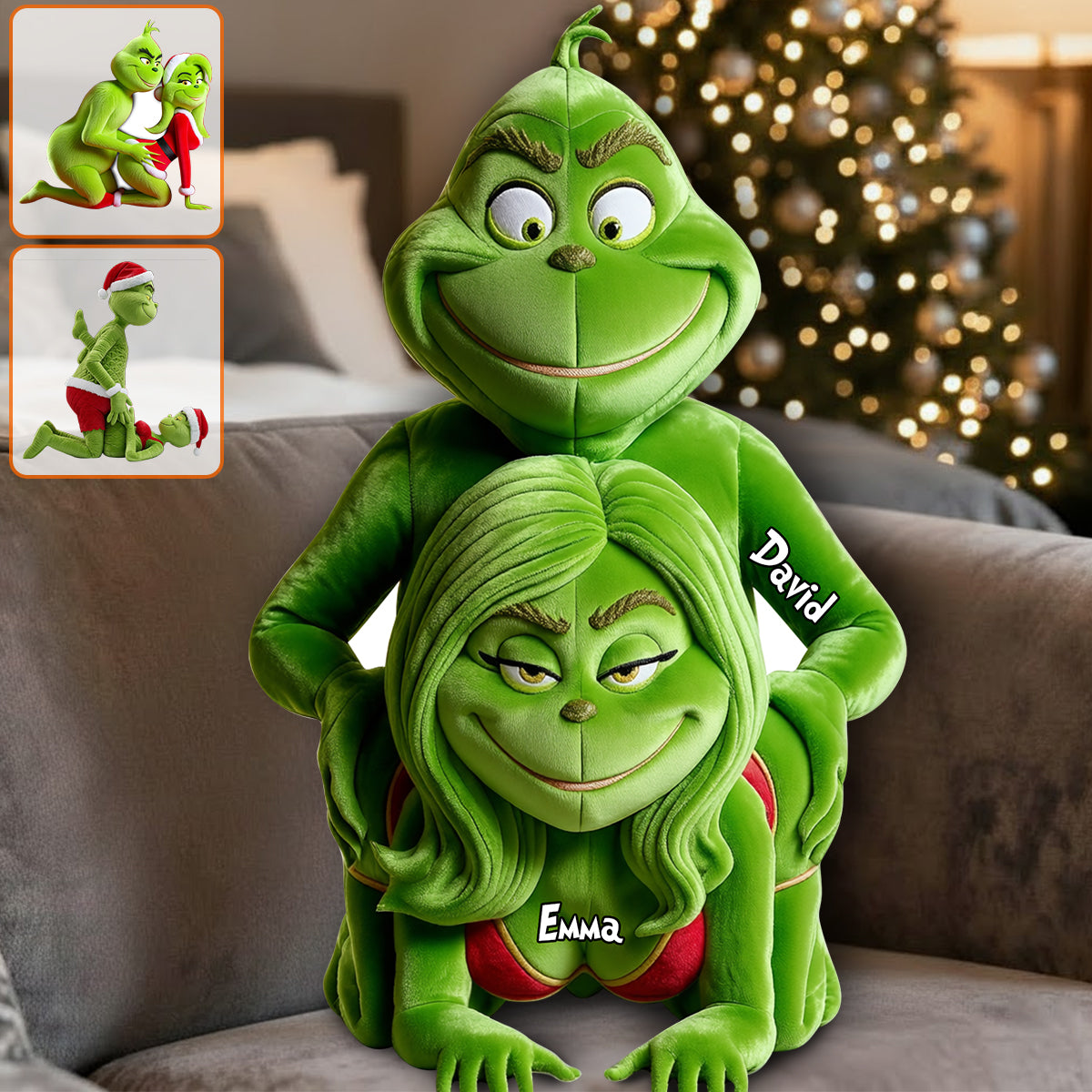 Cadeau amusant pour couple - Étole de Noël personnalisée en fausse fourrure avec coussin en forme d'oreiller