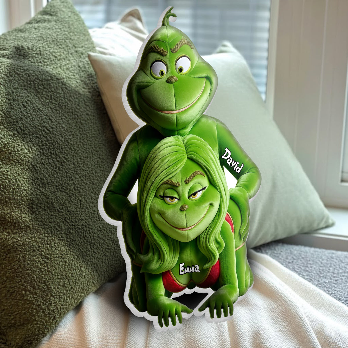 Cadeau amusant pour couple - Étole de Noël personnalisée en fausse fourrure avec coussin en forme d'oreiller