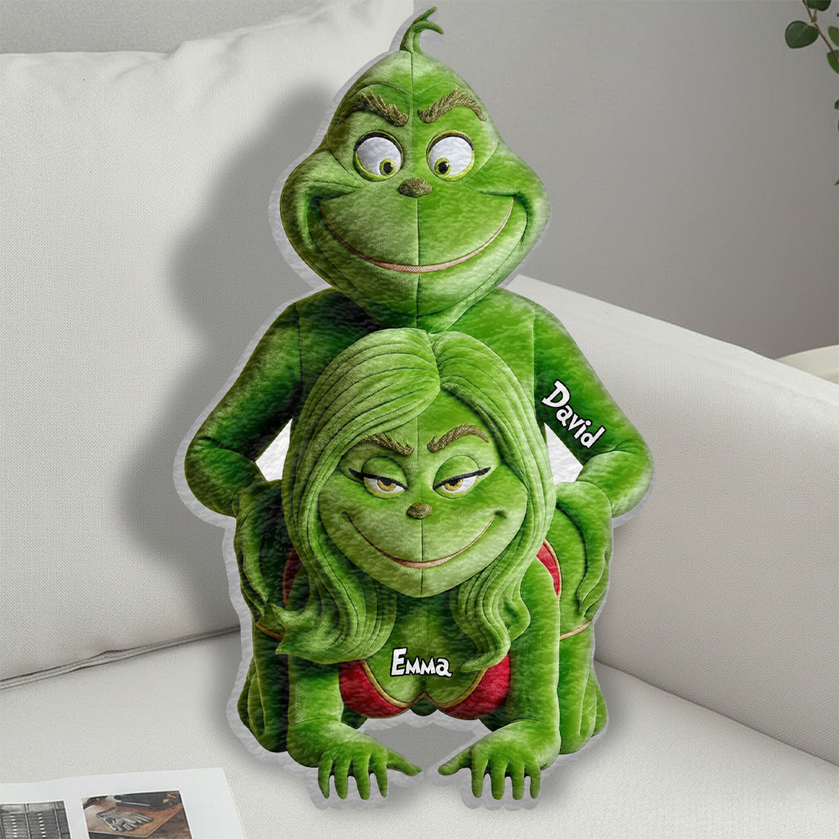 Cadeau amusant pour couple - Étole de Noël personnalisée en fausse fourrure avec coussin en forme d'oreiller