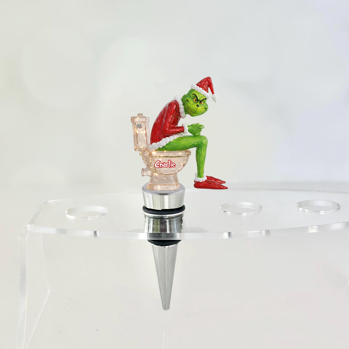 Grinchmas Pooping - Bouchon de bouteille personnalisé en forme d'étole de Noël