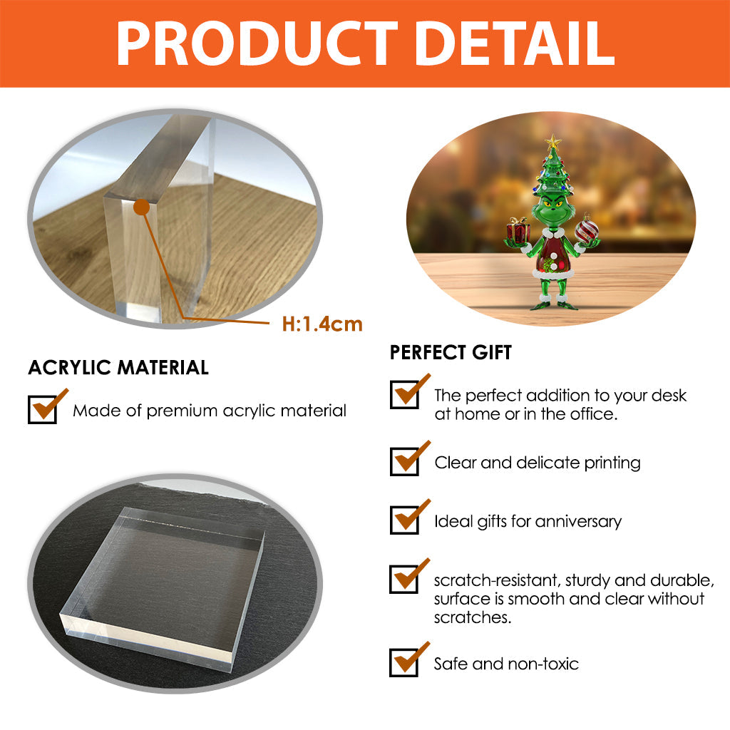 Green Monster Any Name - Personalized Stole Christmas Custom Shaped Acrylic Plaque