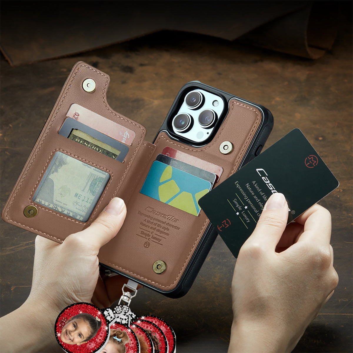 My Grandkids Kids Baby... Stole My Heart - Personalized Stole Christmas Phone Wallet With Charms