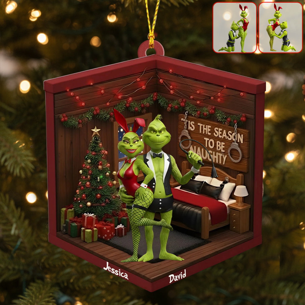 Couple coquin vert - Ornement de Noël personnalisé en forme d'étole