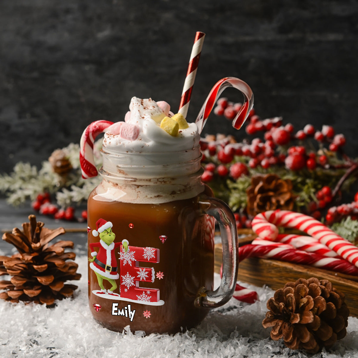 Cadeau humoristique avec initiales - Bol Mason personnalisé « Étole de Noël »